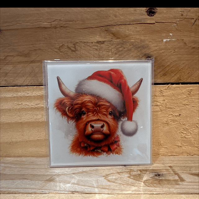 Glass Highland Cow Coaster 