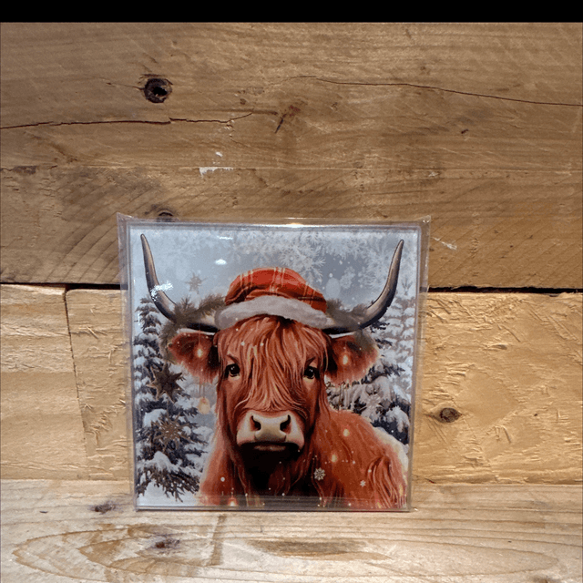 Glass Highland Cow Coaster 