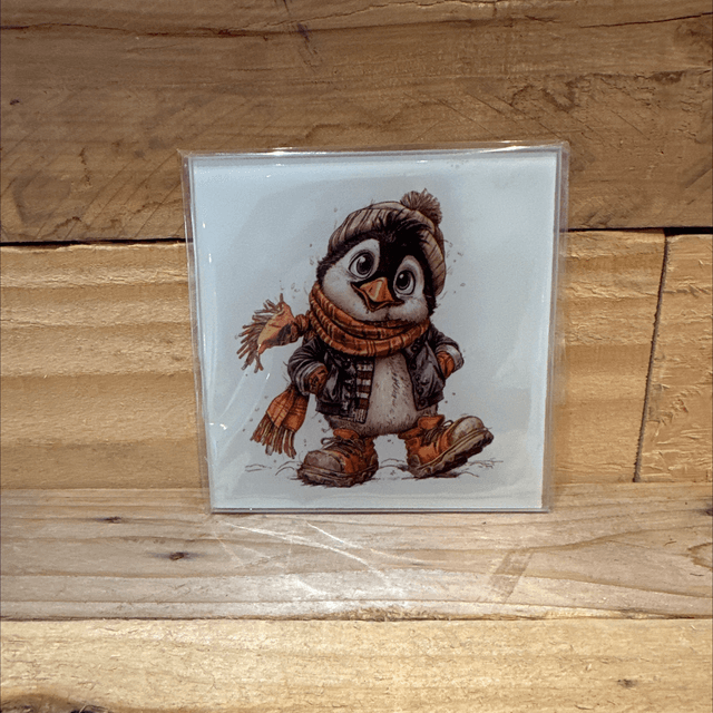 Glass Cheeky Penguin Coaster 